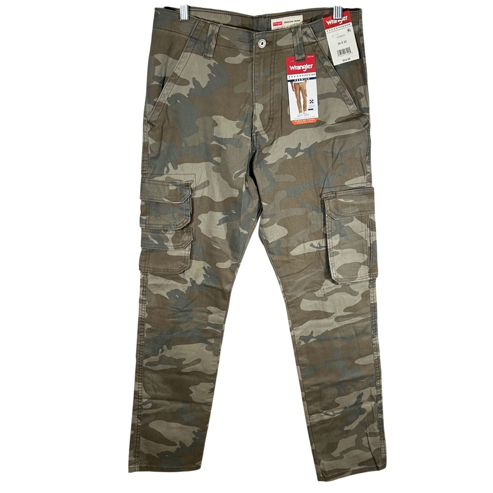 Wrangler Mens Five Star Premium Regular Taper Camo Cargo Pants 30x32 New